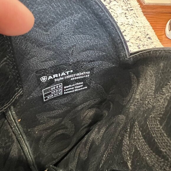 Ariat Heritage R Toe Western Cowboy Boots – Black Deertan Leather Men’s Size 9D - Picture 9 of 11